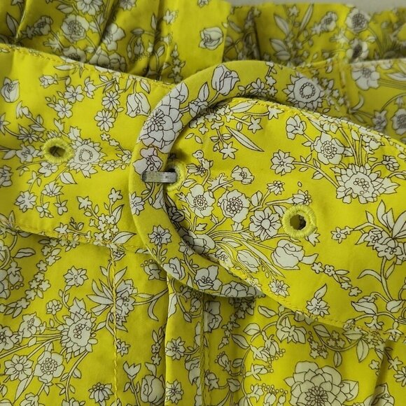 J. CREW | Pleated shorts with ring-buckle belt Liberty print Yellow Sz 4 - Picture 4 of 7